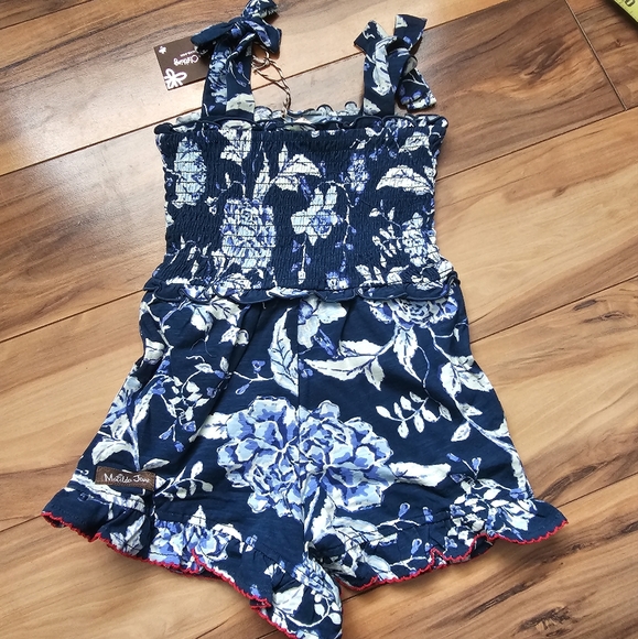 Matilda Jane Other - Matilda Jane Camille Blue Floral Print Cotton Romper size 4